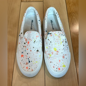 Madewell‎ Sidewalk Slip-On Sneakers in Paint Spattered Recycled Canvas- Size 6